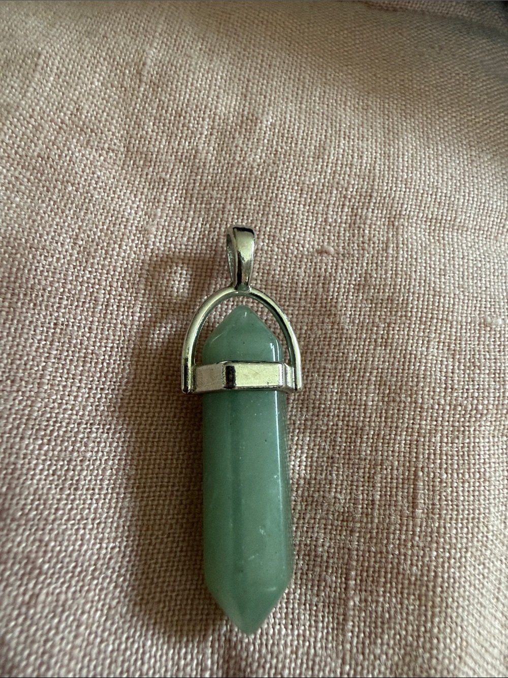 Green Aventurine Point Pendant  - Silver Setting